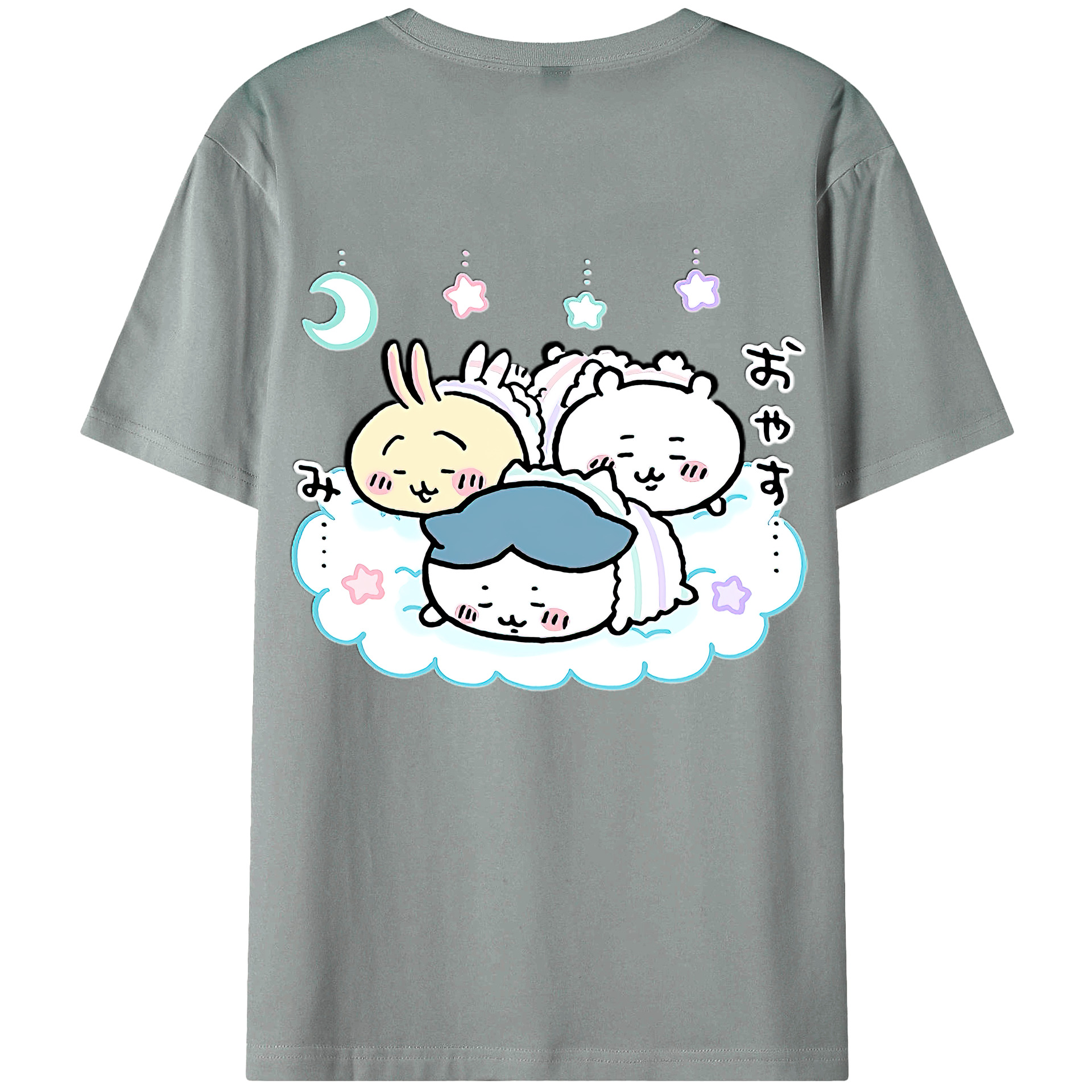 （画像用） ちいかわ ハチワレ Chii-kawa hachiware 綿100％ メンズ半袖Tシャツ（バックプリント） 通気性
